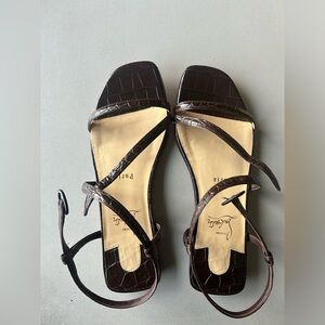 Christian Louboutin - Selima Flat - Brown Moc Croc Sandal